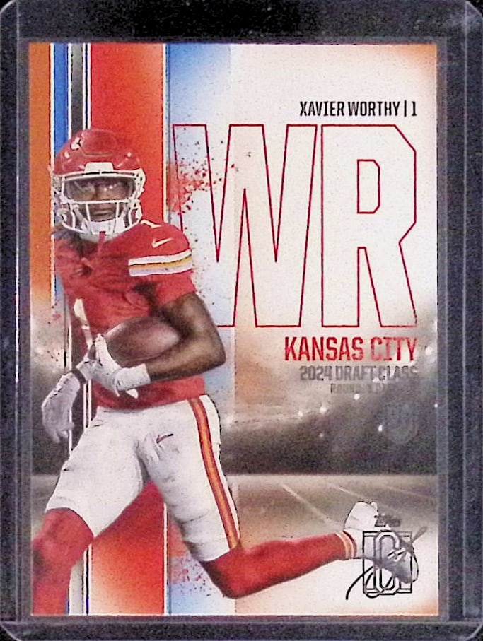 Xavier Worthy Rookie Card @024 Topps Signature Class Draft Class Insert #125 Chiefs NFL Card (1 of 2)