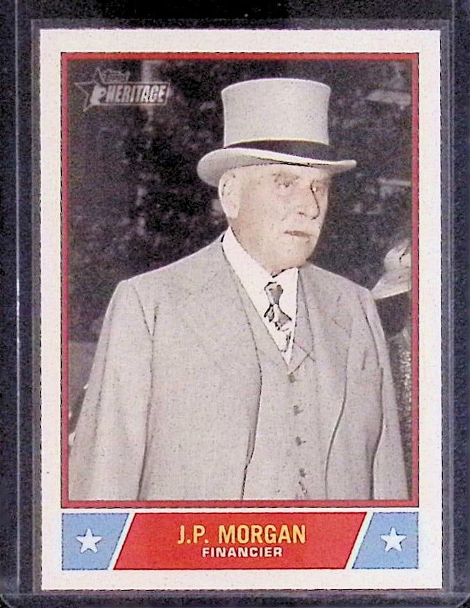 J.P. Morgan Topps Notable Americans Series Financier & Banker 2025 Topps Heritage NS-82: Topps Baseball MLB Trading & Sports Cards, Sports Cards for Sale Near Me, World Series & Hall of Fame Players Memorabilia, Refractors, X-Fractors, Numbered, SP, SSP, Valuable Auction Memorabilia Lots