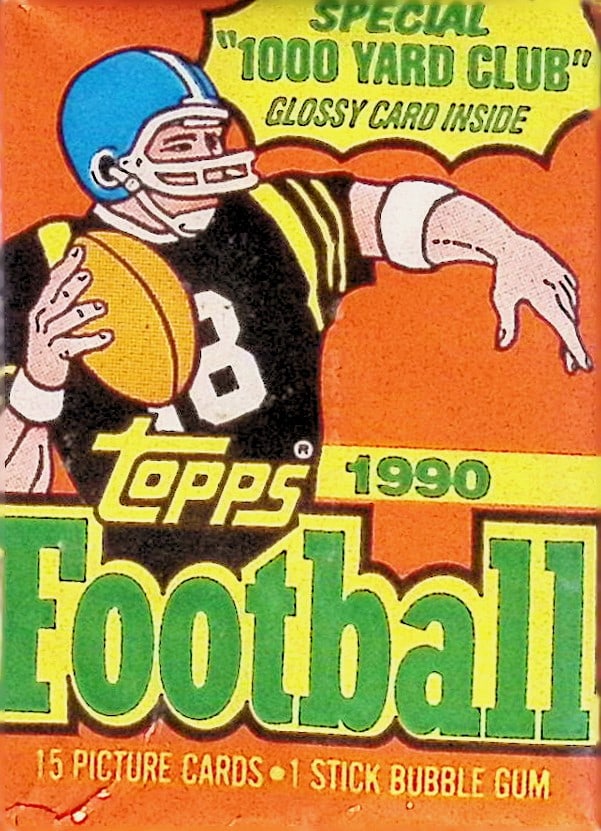 1990 Series 1 Topps Football Card Retail Box Wax Pack - Deion Sanders Rookie Card (1 of 1)