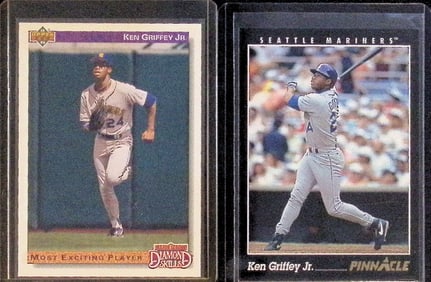 2 - Ken Griffey, Jr Vintage Cards 1992 & 1993 Upper Deck & Pinnacle Seattle Mariners