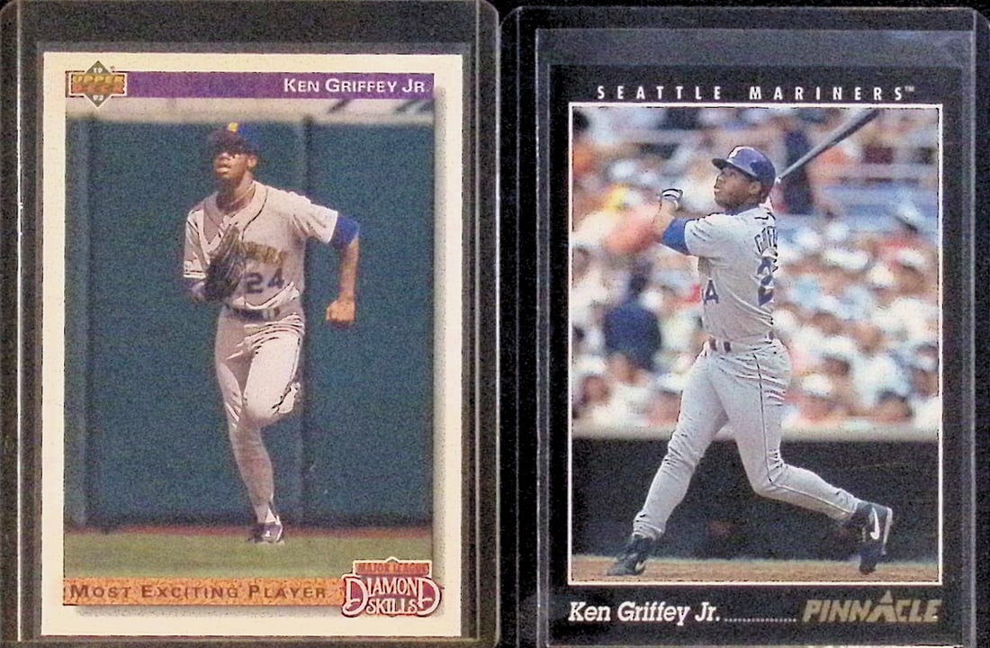 2 - Ken Griffey, Jr Vintage Cards 1992 & 1993 Upper Deck & Pinnacle Seattle Mariners (1 of 2)