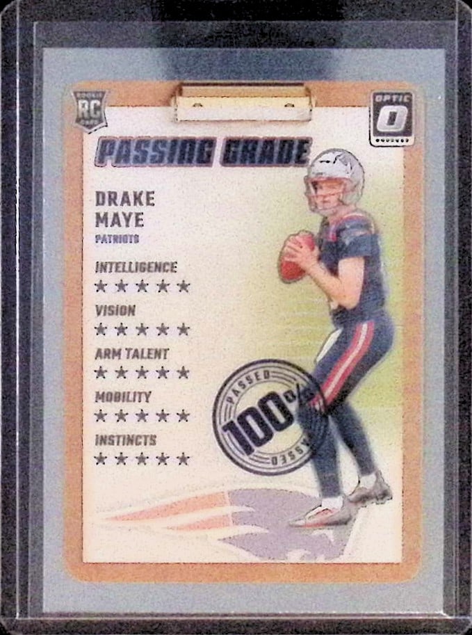 Drake Maye Rookie Card Passing Grade Insert 2024 Donruss Optic #4 New England Patriots (1 of 2)