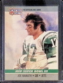 Joe Namath Pro Set 1990 #3  MVP Super Bowl III Collectible NFL Trading Card