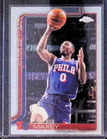 Tyrese Maxey 2025 Topps Chrome #185 NBA Trading Card Philadelphia 76ers