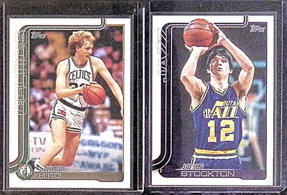 Larry Bird & John Stockton 2025 Topps Flagship Collection #257 & #264 Boston Celtics & Utah Jazz