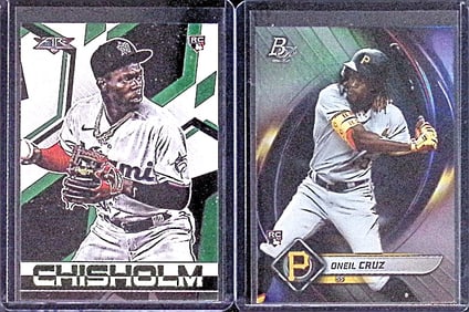 Jazz Chisholm Fire Rookie Card 2021 #40 & Oneil Cruz Rookie Card 2022 Bowman Platinum #78