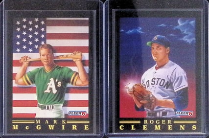 Mark McGwire & Roger Clemens Pro Vison Inserts 1991 Fleer #'s: 4 & 9 of a Set of 12 MLB Trading Card