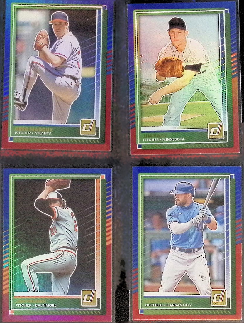 Greg Maddux, Jim Kaat, Jim Palmer, & Alex Gordon Red & Blue 2025 Donruss MLB Cards (1 of 2)