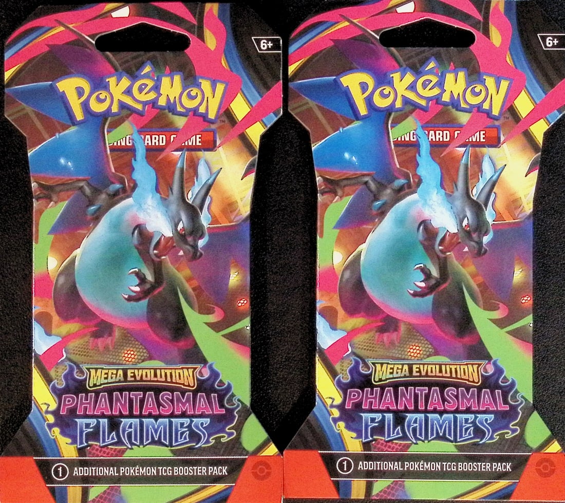 2 COUNT: 2025 Pokemon Mega Evolution Phantasmal Flames Sleeved Booster Pack (1 of 2)