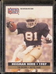 Tim Brown 1987 Heisman Hero Insert 1991 Pro Set #40 NFL Trading Card Notre Dame Fightin' Irish