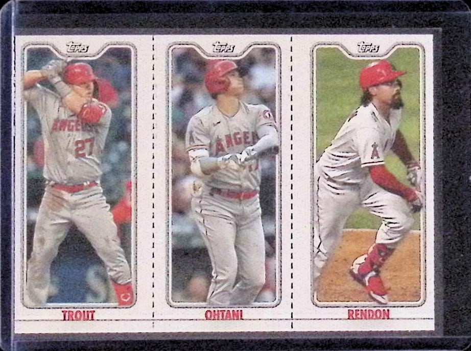 Shohei Ohtani, Mike Trout, & Anthony Rendon 2022 Topps Opening Day Triple Play Mini Cards (1 of 2)
