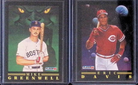 Eric Davis Pro Vision #10 of 12 & Mike Greenwell Green Monster's Friend #8 of 12 Fleer 1991