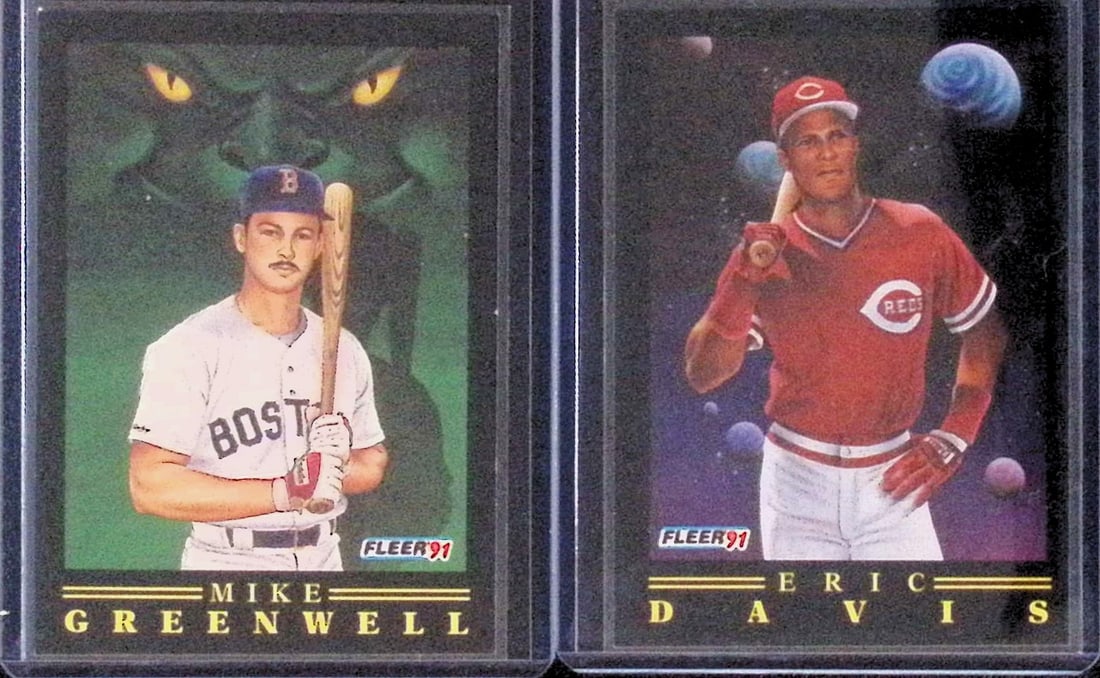 Eric Davis Pro Vision #10 of 12 & Mike Greenwell Green Monster's Friend #8 of 12 Fleer 1991: Fleer Vintage Baseball MLB Trading & Sports Cards, Old Sports Cards for Sale Near Me, Auction Memorabilia Lots for Sale On Line, World Series & Hall of Fame Players