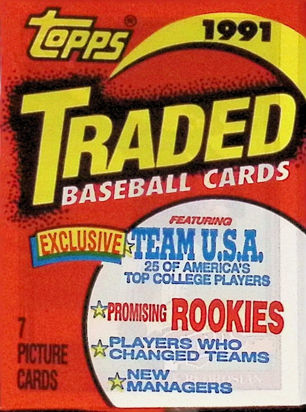1991 Topps TRADED Series Vintage Baseball Cards Retail Box Wax Pack Sports Cards Rookie Cards (1 of 1)