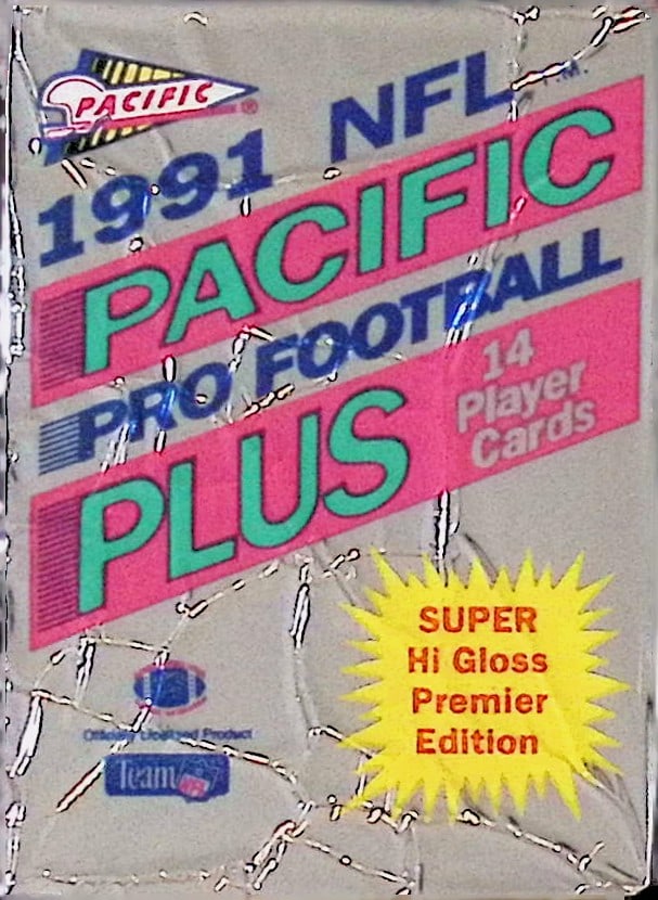 1991 Pacific Plus Premier Edition Football Retail Box Wax Pack - Super Hi Gloss! (1 of 1)