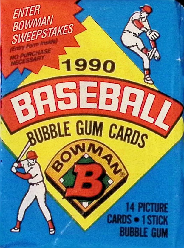 1990 Bowman Vintage Baseball Cards Retail Box Wax Pack Sports Cards MLB Trading Cards (1 of 1)