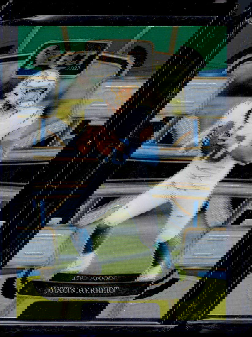 Justin Herbert Green/Yellow Prizm Die Cut 2023 Select #52 Los Angeles Chargers (1 of 2)