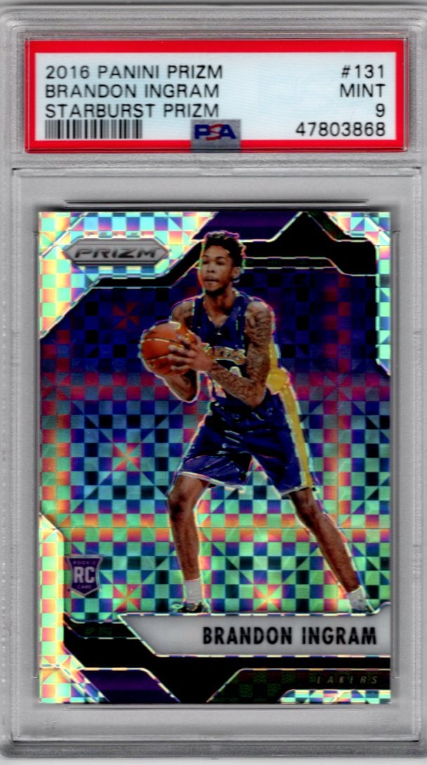 Brandon Ingram Rookie Card Starburst Prizm 2016-17 Panini Prizm #131 PSA 9 Lakers Raptors (1 of 2)