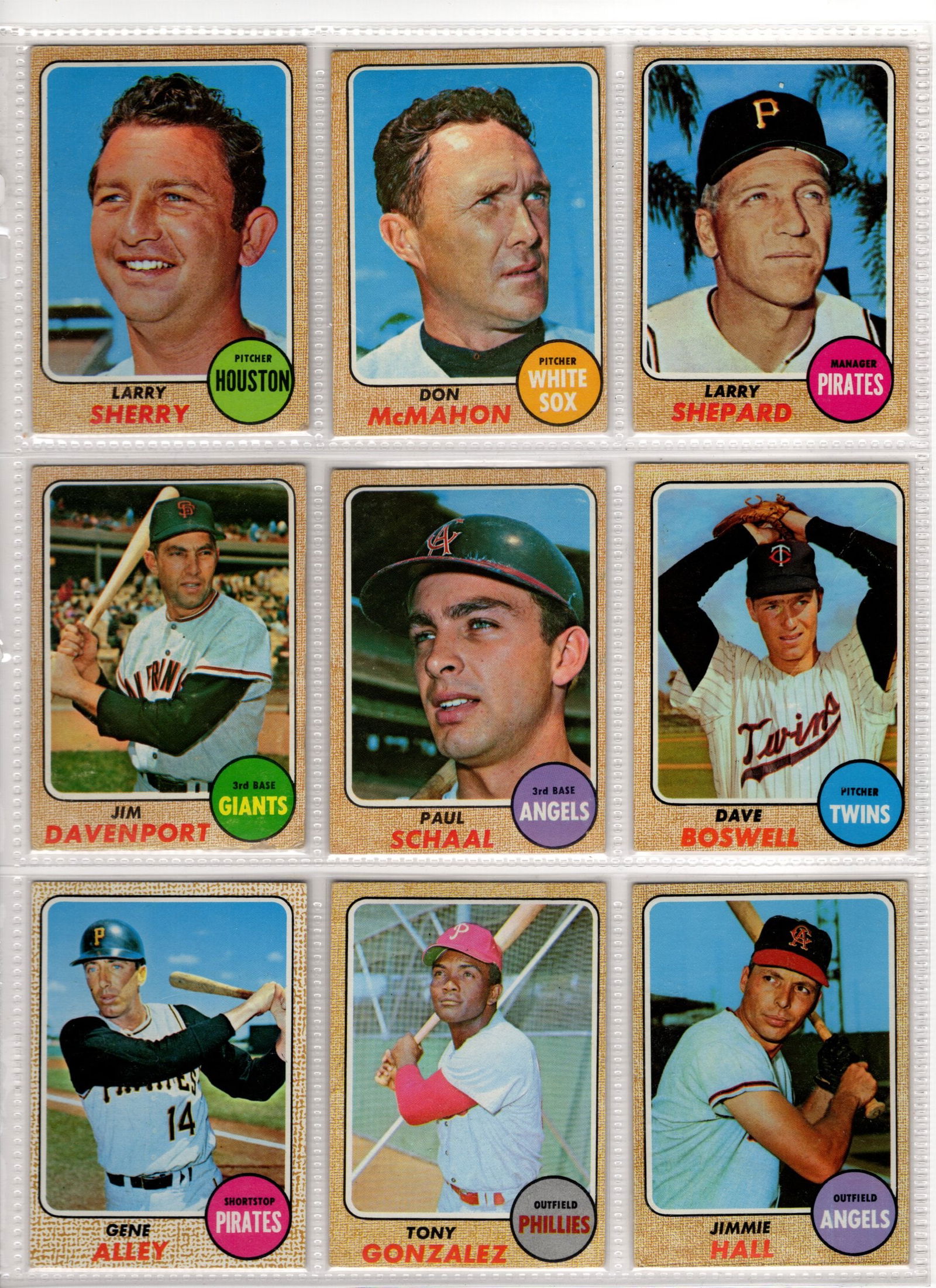 Lot of 9 1968 Topps Vintage Baseball Cards. See Pictures For Cards/Condition (1 of 2)