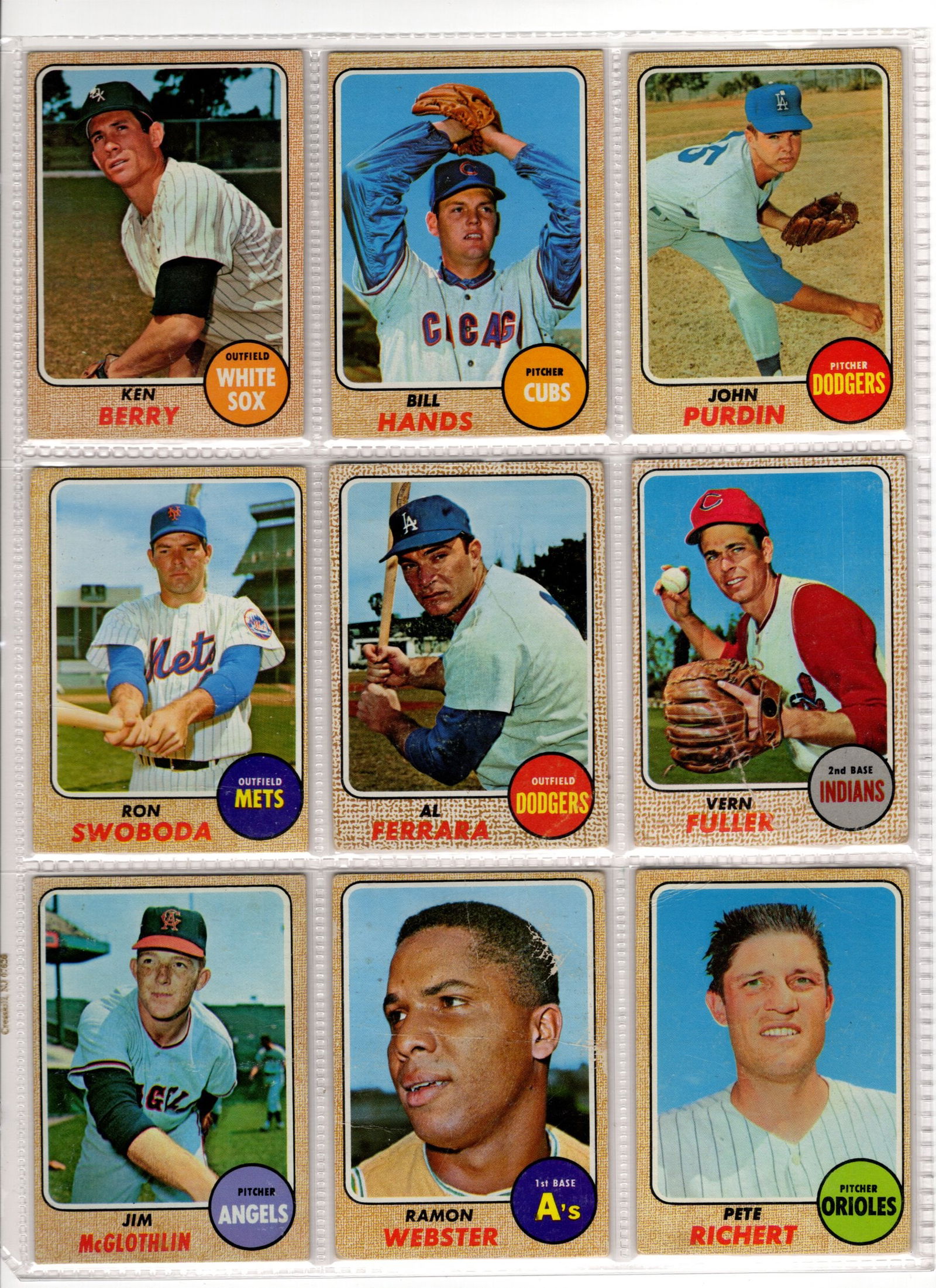 Lot of 9 1968 Topps Vintage Baseball Cards. See Pictures For Cards/Condition (1 of 2)