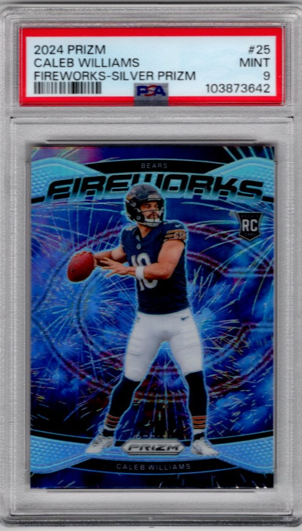 Caleb Williams Rookie Card Fireworks Silver Prizm 2024 Prizm #25 PSA 9 Chicago Bears (1 of 2)