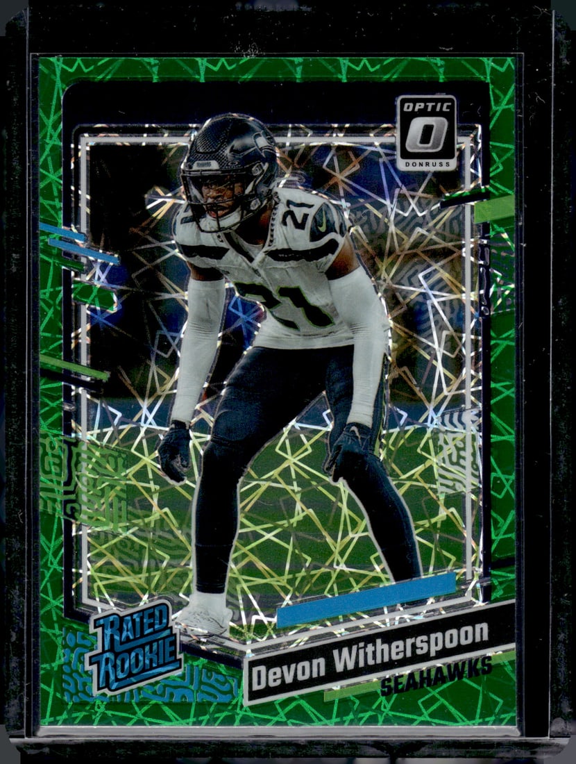 Devon Witherspoon Rookie Card Green Velocity Prizm 2023 Donruss Optic #292 Seahawks (1 of 2)
