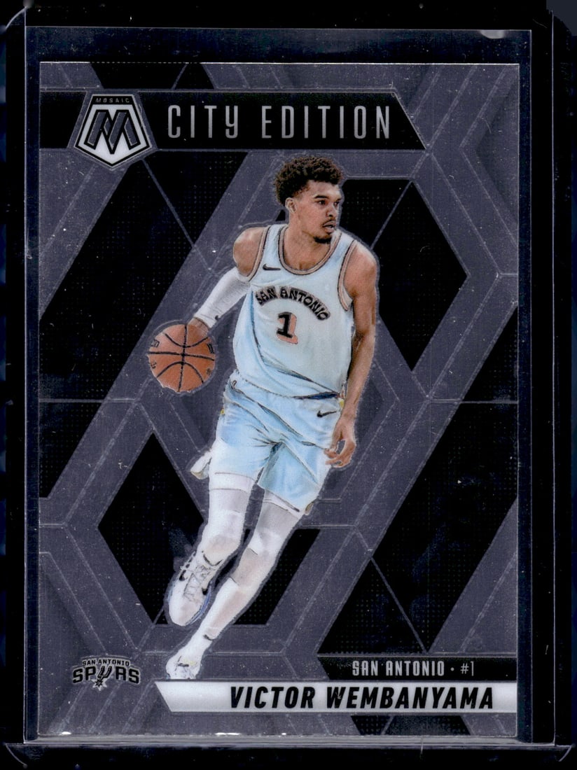 Victor Wembanyama City Edition 2024-25 Mosaic #288 San Antonio Spurs: Panini Select, Prizm, Mosaic, Contenders, Revolution, Phoenix, NBA Hoops, Rookie NFL Sports Trading Cards, Silver, SP, SSP, Wave Prizms, Numbered Cards, Basketball sports Cards for Sale Near Me, NBA C