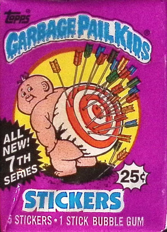 1987 Topps Vintage Garbage Pail Kids Retail Box Wax Pack - 7th Series: Sealed Packs this old have no card quality guarantees - Topps Trading Cards Sold on Line, Auction Lots for sale on line, Trading Card Stickers