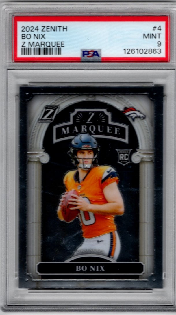 Bo Nix Rookie Card Z Marquee 2024 Zenith #4 PSA 9 Denver Broncos (1 of 2)