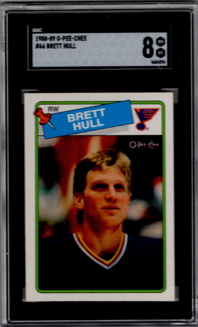 Brett Hull Rookie Card 1988-89 O-Pee-Chee #66 SGC 8 St. Louis Blues (1 of 2)