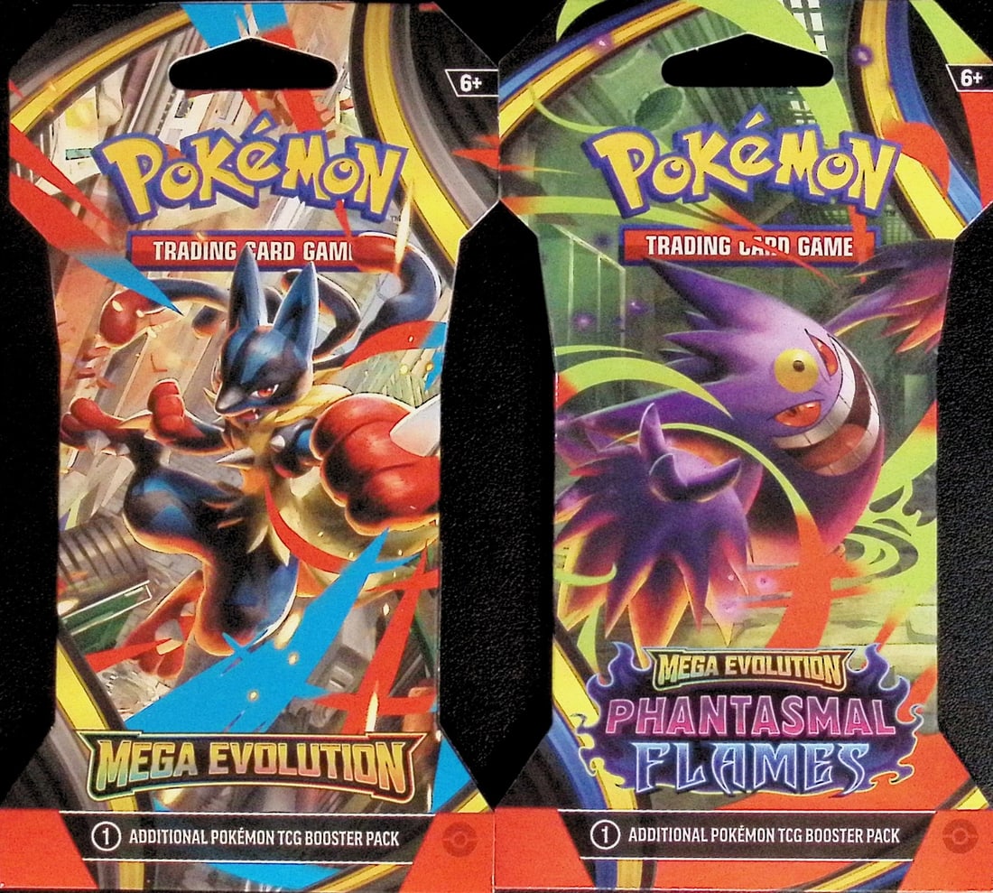 2 COUNT: 1 - 2025 Pokemon Mega Evolutions Booster Pack & 1 - 2025 Phantasmal Flames Booster Pack (1 of 2)