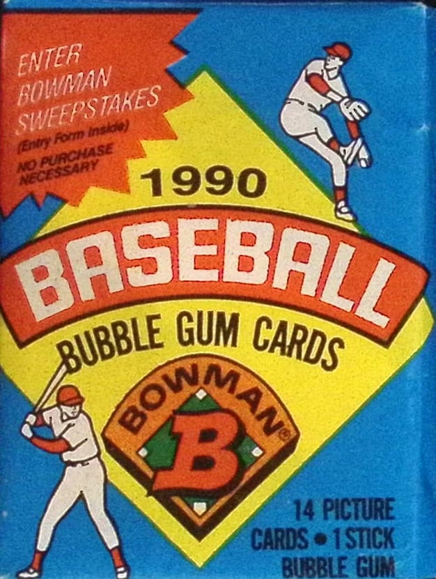 1990 Bowman Vintage Baseball Cards Retail Box Wax Pack Sports Cards MLB Trading Cards (1 of 1)