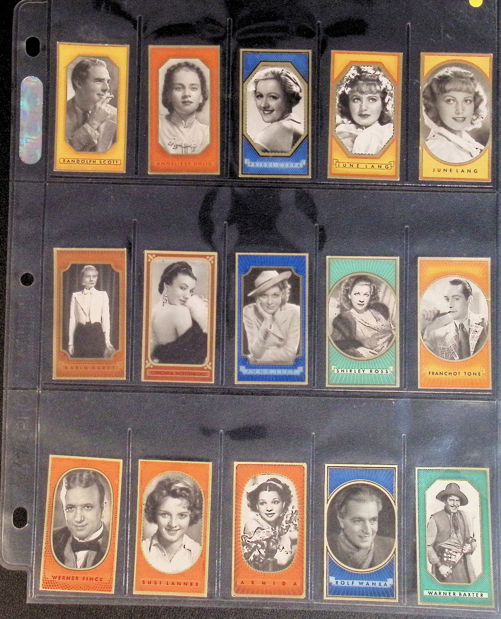 Sheet of - 1930's Era German Movie Stars Cigarette Cards, See Photos (1 of 2)