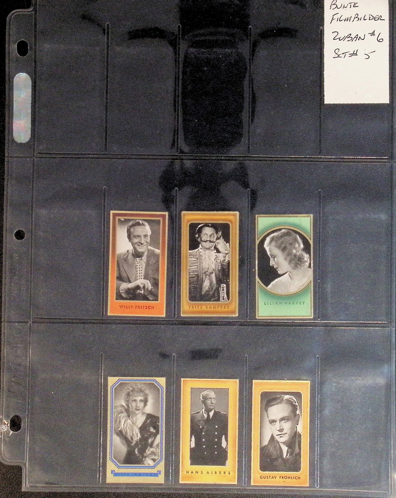 Sheet of - 1930's Era German Movie Stars Cigarette Cards, See Photos (1 of 2)