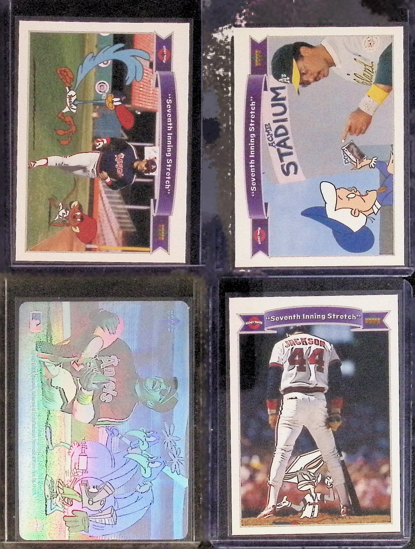 4 Card Lot - Reggie Jackson & Looney Tunes Character Cards 2000 UD Looney Tunes Comic Ball Cards (1 of 2)