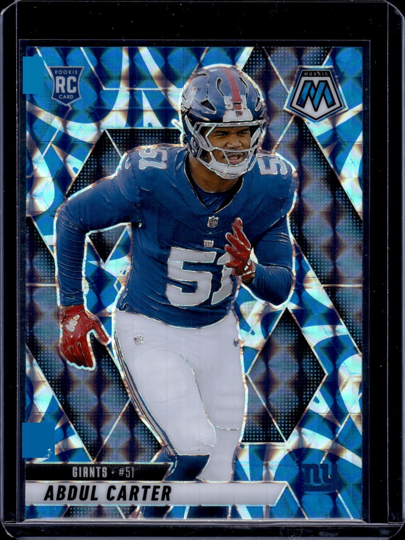 Abdul Carter Rookie Card Blue Reactive Prizm 2025 Mosaic #317 New York Giants (1 of 2)