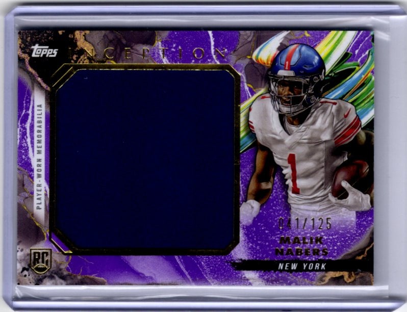 Malik Nabers Rookie Card Jumbo Patch Purple /125 2024 Topps Inception #RJR-MN Giants (1 of 2)