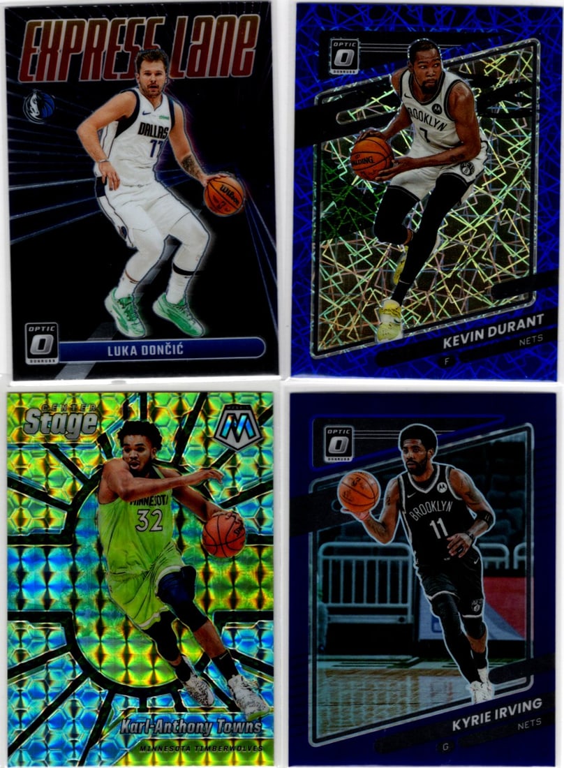 Lot of 4 NBA Prizms & Inserts. Durant, Doncic, Irving, Anthony-Towns (1 of 2)