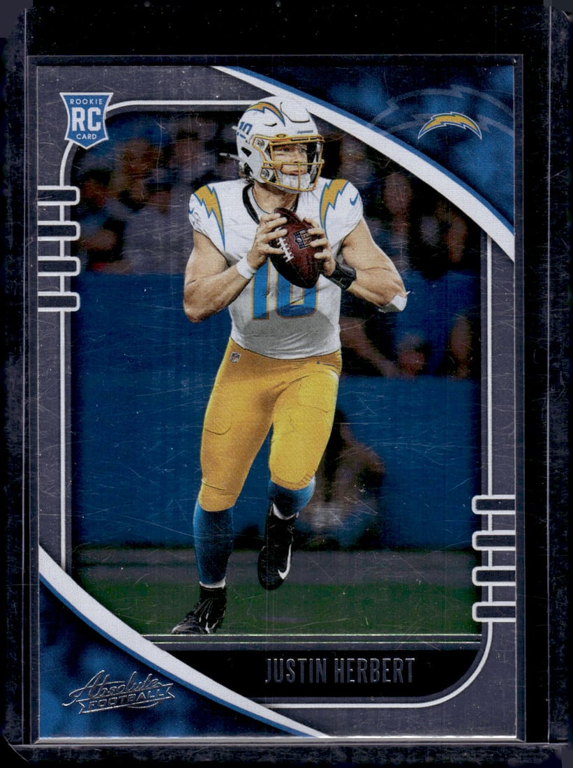 Justin Herbert Rookie Card 2020 Panini Absolute #167 Los Angeles Chargers (1 of 2)