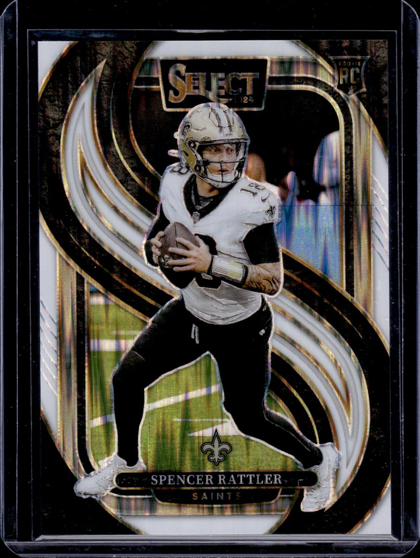 Spencer Rattler Rookie Card White Shock Prizm /199 2024 Select #130 Saints (1 of 2)