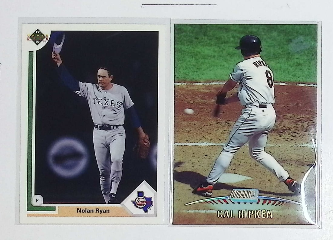 Cal Ripken 1999 Topps Stadium Club & Nolan Ryan 1991 Upper Deck Vintage MLB (1 of 2)