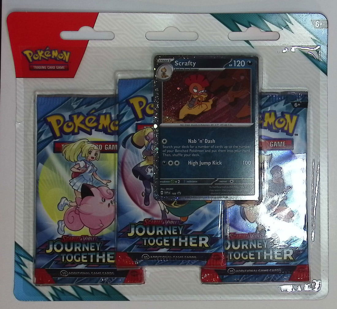 2025 Pokemon Journey Together Blister 3 Pack Blister Booster Pack Set: Pokemon Trading Card Game Cards, Charizard, Pikachu, Mewto, EX, Referse Holo, Holo Rare Cards, Secret Rare Cards, Full Art Cards, Evee, 3 Stars Ultra Rare Cards, Double Rare, Illustration Rare, Specia