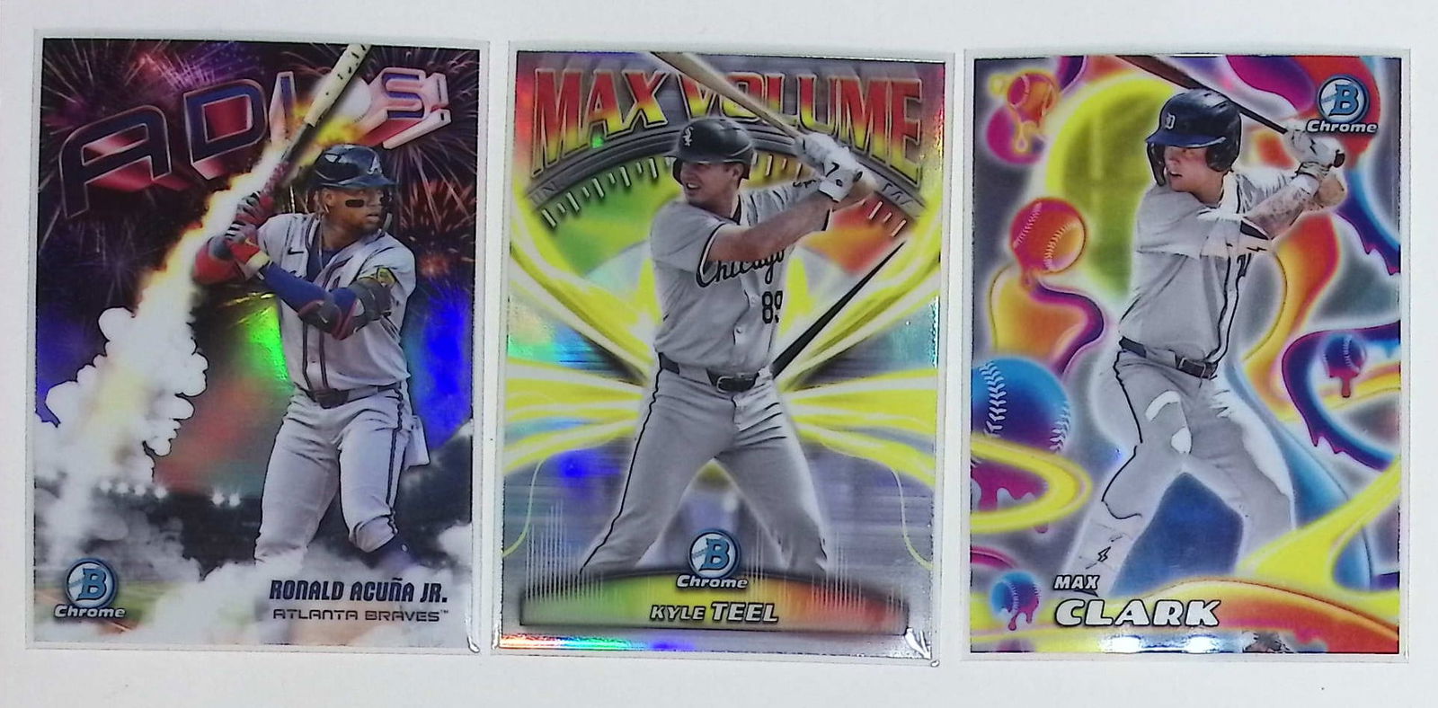 Ronald Acuna, Jr, Max Clark, & Kyle Teel Bowman Chrome Insert Cards (1 of 2)