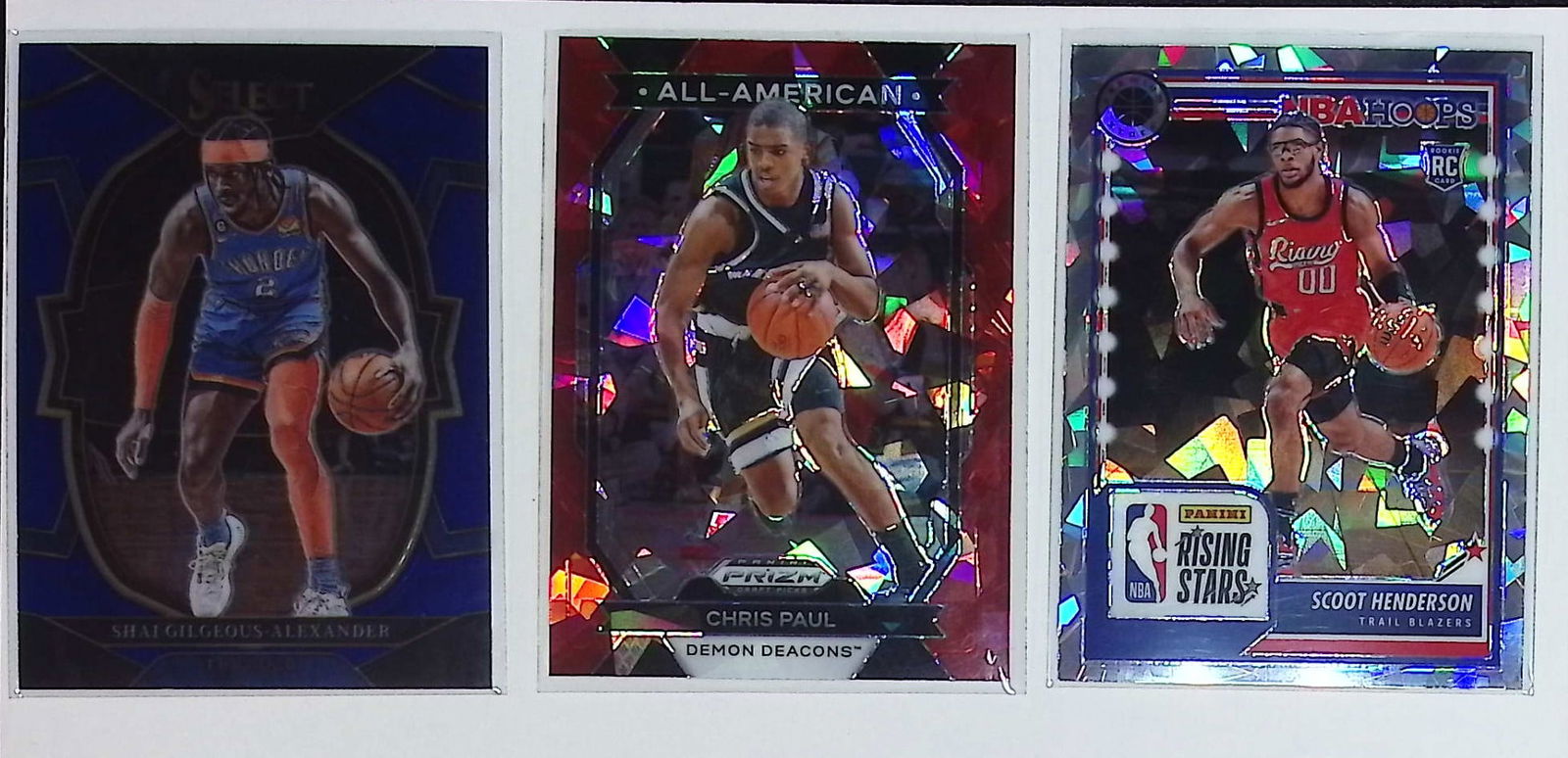 Shai Gilgeous Alexander, Chris Paul Red Cracked Ice, & Sccot Henderson Silver Crackedd Ice Prizm (1 of 2)