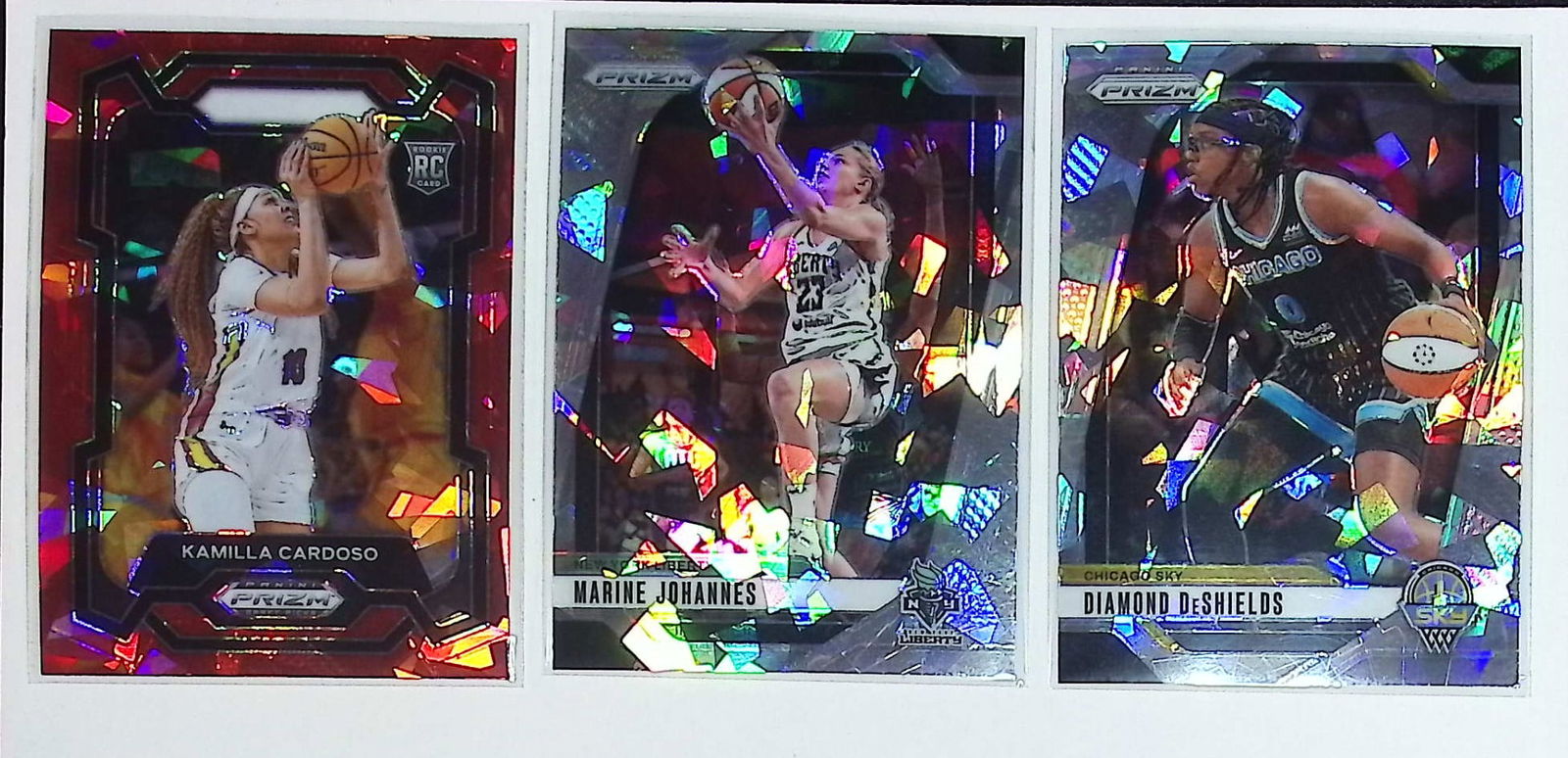 3 Cracked Ice WNBA Cards: Kamilla Cardoso Rookie Card, Diamond DeShields, Marine Johannes (1 of 2)