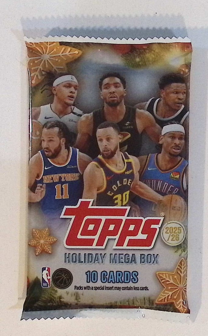 2025-26 Topps Basketball Card HOLIDAY MEGA BOX PACK - RC'S: Cooper Flagg, Kon Kneuppel, VJ Edgecombe (1 of 1)