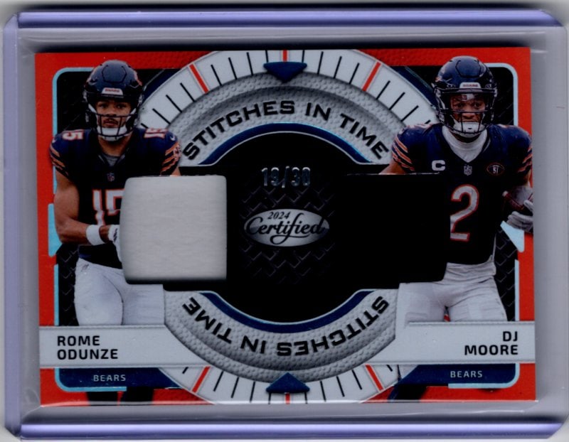 Rome Odunze/DJ Moore Dual Patch Orange /30 2024 Panini Certified #SITD-ROE-DME: Panini Select, Prizm, Mosaic, Contenders, Zenith, Phoenix, Illusions, Absolute, Rookie NFL Sports Trading Cards, SP, SSP, Cards, Football Cards for Sale Near Me, Superbowl & Hall of Fame Player Cards,