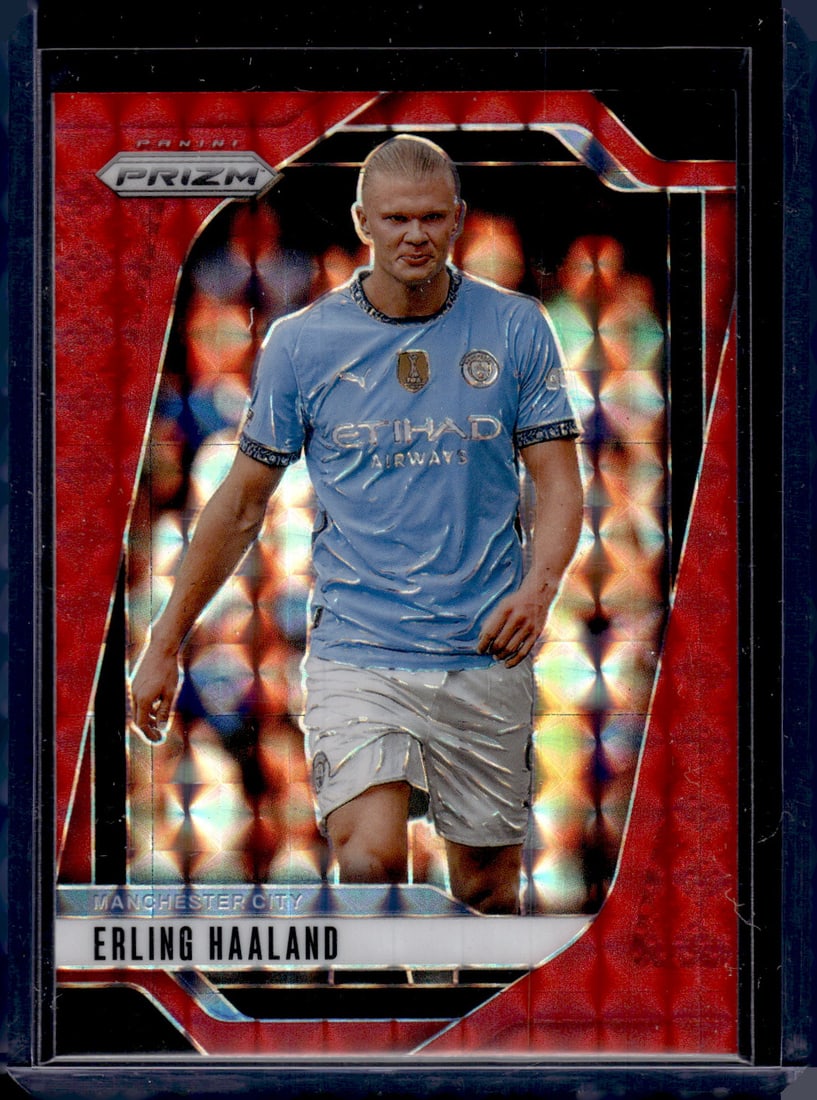 Erling Haaland Red Mosaic 2024-25 Panini Prizm Premier League #9 Manchester City (1 of 2)