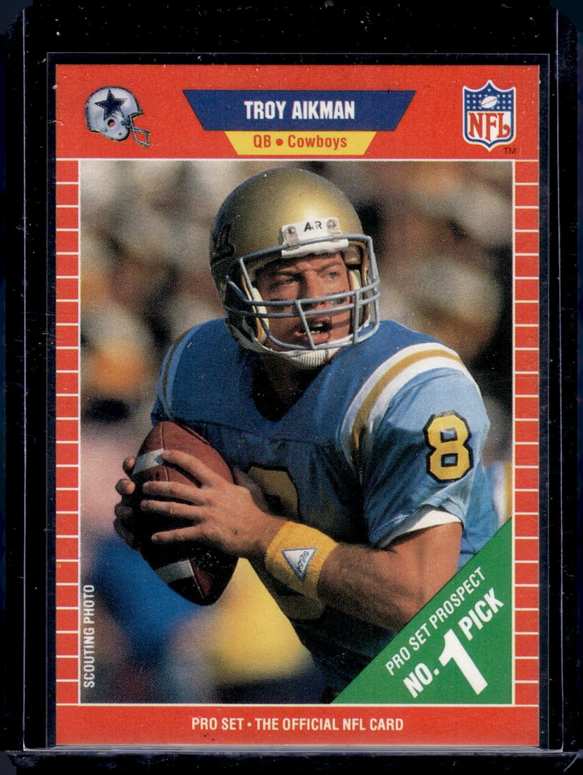 Troy Aikman Rookie Card 1989 Pro Set #490 Dallas Cowboys (1 of 2)