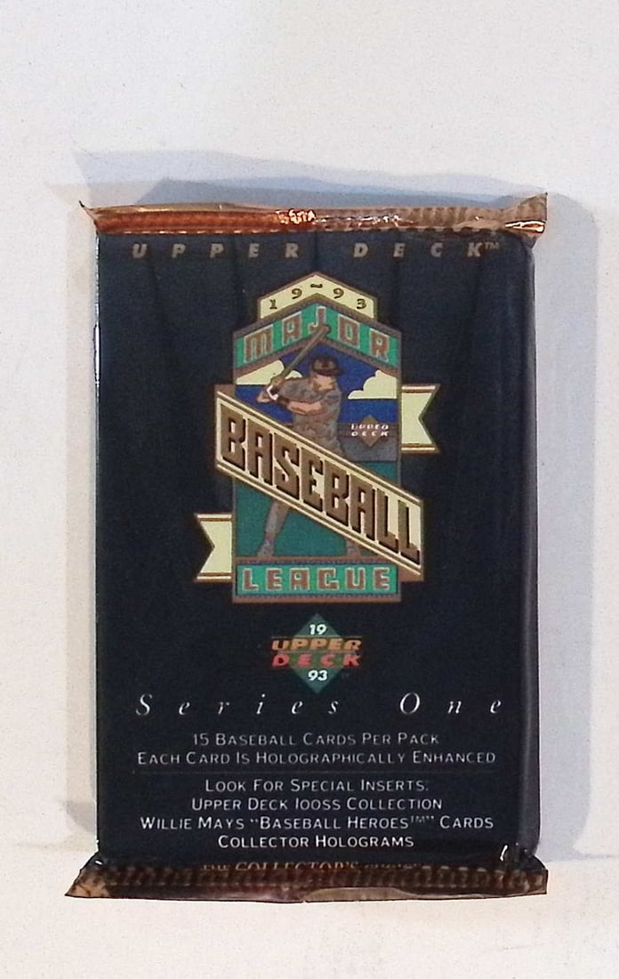 1993 Upper Deck Vintage Series 1 Baseball Card Retail box Wax Pack- MLB Sports Trading Card (1 of 1)
